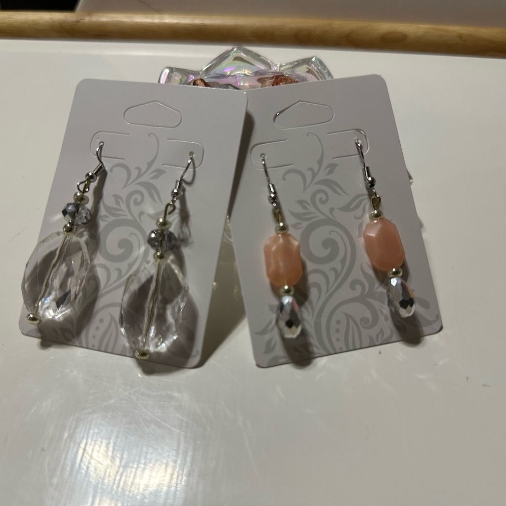 Elegant Silver and Pink Dangle Earrings